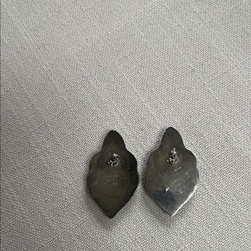 925 Silver Leaf-Shaped Earrings - image 2